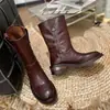 Botas Martin de Estilo Europeo 2026 Desgastadas de Media Pantorrilla para Mujer, Nuevas Botas Vaqueras Occidentales de Otoño, Botines Modernos