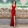 Vestido de Noche Blanco Francés Banquete Uso Diario de Gama Alta Falda Sirena Vestido Largo de Presentadora con Abertura para Mujer