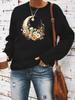 Base de moda europea y americana suéter de manga larga estampado de luna otoño e invierno talla grande en stock diseño de suéter de cuello redondo venta al por mayor