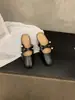 Sapatos Femininos Coreanos Prata Fundo Plano Baotou Meio Arraste Moda Sapatos Muller Primavera e Verão 2023 Novos Sapatos Slip-on Mary Jane