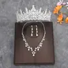 Conjunto de Três Peças de Adereços de Cabeça Coroa Noiva Casamento Estilo Coreano Super Imortal Beleza Vestido de Casamento Adereços de Cabeça Atmosféricos Coroa para Dez Oito Anos Feminino