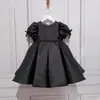 Nuevo Vestido de Niña Estilo Coreano Negro Estilo Hepburn Vestido de Princesa Traje para Cumpleaños Primer Año Actuación de Piano Vestido de Palacio Ponte
