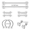 Acero inoxidable 10 piezas barra de barbell combinada barra transversal aretes de botón aretes de botón de cono afilado aretes de botón de circón de cuatro garras joyería para piercing al por mayor