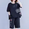 Talla Extra 5XL Verano Nuevo para Mujer Camiseta de Manga Corta Shorts Sueltos Conjunto de Dos Piezas Casual para el Hogar Conjunto de Pijama para Mujer