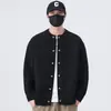 Nuevo Suéter Chaqueta Casual de Punto Sólido Retro Unisex Holgado de Cuello Redondo Trendy Versátil Hangman de Douyin