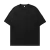 Camiseta Masculina de Manga Curta 300g Algodão Puro Pesado Nova Respirável Camisa Base Gola Redonda Solta Cor Sólida Top Casual