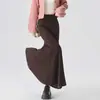 Foto real de falda sirena, nueva falda negra de otoño 2026 para mujer, elegante y con buena caída, hasta el tobillo, falda larga ajustada al cuerpo
