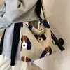 Bolso Tote de Lana Grande de Estilo Coreano Ins para Mujer, Nuevo para Otoño e Invierno, Estilo Commuter, Estilo Perezoso, de un Solo Hombro, Cruzado