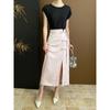Sinan French Mid-seam Design Fashionable Basic Loose Casual Elegante Ombro Camiseta de manga curta SN5536