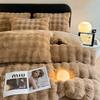 Juego de cama de cuatro piezas de terciopelo de conejo clase A, ropa de cama de terciopelo de leche simple engrosada de doble cara de terciopelo coral, sábana de invierno, funda nórdica estilo Ins