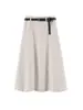 Falda Midi de Lana Petite para Mujer 150, Otoño e Invierno Engrosada Adelgazante de Cintura Alta Tipo Paraguas, Falda Midi de Línea A, XS que Realza la Altura