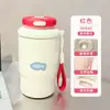 Taza isotérmica de doble boca con estampado de gatito y pez, suave y linda, transfronteriza, con cordón, adecuada para estudiantes, para ir al trabajo y para el coche, portátil y fácil de llevar