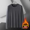 Ropa interior térmica de terciopelo de doble cara con cuello redondo y manga larga para hombre, camisa holgada con forro polar para otoño e invierno