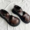 Sandálias Mary Jane Brancas Elegantes com Biqueira para Sair no Verão Novas Versáteis Fashionáveis Sola Grossa Sapatos Romanos para Saia
