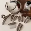 Pinza para el pelo con estampado de leopardo estilo coreano, elegante y exquisita, pinza de garra vintage para media coleta, pinza para la parte posterior de la cabeza que da volumen, accesorio para el pelo de pinza de tiburón