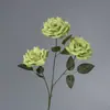 Flor Artificial Rosa para Casamento 3 Cabeças Rosa Diamante Flor para Guia de Caminho de Casamento Decoração de Parede de Flores Arranjo de Flores de Seda Flor de Plástico Lote