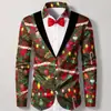 Camisa de Manga Larga para Hombre con Estampado de Camuflaje de Árbol de Navidad, Corte Regular, Tema de Disfraz Divertido