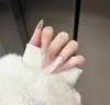 Explosões unha usada à mão strass de alta qualidade longo patch francês nail art terminou 30 peças de unhas removíveis