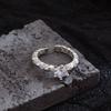 Anillo de rayas geométricas con ondas de circón azul fresco y sencillo para mujer, anillo abierto Mobius de moda combinable.