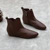 Botines Cortos de Cuero Genuino Hechos a Mano con Punta Aguda para Mujer 25 Otoño e Invierno Nuevo Estilo de Suela Plana de Moda Casual Versátiles de Piel de Vaca Botas Chelsea para Mujer