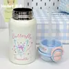 Taza Aislada de Chica Estrella Mariposa - Portátil, Taza Linda para Estudiante con Popote, Tapa Única de Rebote para Doble Bebida, Gran Capacidad, Taza de Alta Estética