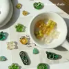 Serie Verde Amarillo de Fuegos Artificiales de Vidrio Checo Doméstico Placa Grabada Hoja Hecha a Mano Pintada con Oro Materiales y Accesorios para Pulsera DIY