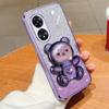 Adequado para Oppo A3Pro Capa de Celular Glitter Galvanizada Reno11 Suporte Urso de Contas de Desenho Animado Findx7 Capa Protetora