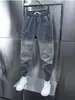 Jeans de brim fino de verão, calças skinny justas com cor degradê da moda, calças casuais elásticas com punho, jeans masculinos