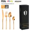 Cubiertos transfronterizos de 24 piezas de acero inoxidable, juego de vajilla, cuchillo, tenedor y cuchara, hogar, cintura pequeña, caja de regalo de cuatro piezas