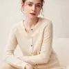 Novo Cardigã de Cashmere Liso Versátil com Gola Redonda Estilo Coreano Jaqueta Simples Solta Camisa Base