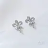 Brincos de Aço Inoxidável com Zircônia Inlaid de Ouro Real 14K, Cor que Não Desbota, Cruz Íris, Acessórios para Brincos Feitos à Mão DIY, Joias para Orelha