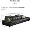 Sofá italiano minimalista em couro acolchoado, design modular de linha reta, encosto de cabeça ajustável, adequado para salas de estar grandes