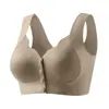Estilo de madre botones al frente levantador talla grande sin costuras para mujer fruncido lactancia anti-caída chaleco sujetador