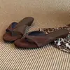 Chanclas para Mujer para Uso al Aire Libre, Estilo Veraniego, Nuevo Modelo 2026, Sandalias de Tira Goma Marrones Puntiagudas Redondas de Gamuza Casual Cómodas