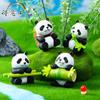 Micro paisaje de dibujos animados lindo muñeco de panda de bambú adornos de jardinería plantas en maceta decoraciones de escritorio adornos de plástico para automóvil