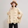 Top plisado tridimensional holgado para mujer, talla grande, color liso, camiseta estilo capa con manga murciélago, diseño Issey Miyake