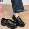 Mocasines de cuero genuino marrón de suela gruesa para mujer, zapatos de cuero estilo británico sin cordones, zapatos Mary Jane estilo universitario, zapatos simples JK japoneses