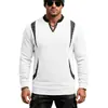 Sudadera con capucha de punto gruesa informal para hombre, diseño de bloques de color y retazos, manga larga, tejida, de moda, para cruzar Europa