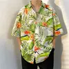 Camisa floral hawaiana para hombre, estilo fino de verano, estilo Hong Kong, marca de moda, top casual y elegante de manga corta