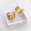 Brincos de Metal Estilo Ins Europeu e Americano Simples Elegantes em Forma de C Multicamadas Vazados Joias de Luxo Acessível Brincos Femininos Brincos