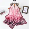 Bufanda de Seda Estampado de Pavo Real Colorido Flor Cortada Primavera y Verano Bufanda Larga Grande Chal de Viaje de Alta Gama Protección Solar Bufanda para Mujer Pañuelo para la Cabeza
