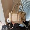 Bolsa Balde Vintage de Grande Capacidade Feminina 2025 Nova Moda Simples Casual Nicho Texturizada de Ombro Axilar