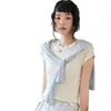 Camiseta de Manga Corta Redonda Simple de Hombro Normal Lyocell Tencel Nueva Primavera/Verano 26 Transfronteriza para Mujer, No es una Camiseta Chal, Verano