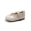 Sapatos de princesa bordados com cerejas para meninas, nova coleção primavera/outono, sapatos de bebê com sola macia, sapatos Mary Jane com acabamento em renda, sapatos casuais infantis