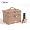Bolsa de Maquillaje con Patrón de Cuero Estilo Europeo y Americano Fábrica Bolsa de Almacenamiento de Artículos de Tocador Portátil de Gran Capacidad Bolsa Cuadrada Pequeña de PU Estuche de Maquillaje Personalizado