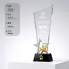 Trofeo de premio de fábrica original panel inclinado transparente colorido personalizado estrella de cinco puntas para reunión anual cumbre reconocimiento, impresión y grabado personalizables