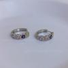Pendientes de botón de plata 925 para mujer Corea del Sur pendientes geométricos elegantes corazón de amor full diamond circonita colorida broche de oreja arete pequeño regalo