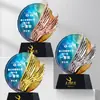 Troféu de Cristal Artístico com Gravação, Honra de Competição, Placa de Prêmio Colorida de Alto Padrão, Lembrança de Prêmio de Equipe de Funcionário Destaque