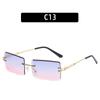 Nuevas Gafas de Sol de Moda Europea y Americana sin Montura, con Acabado de Recorte, Cuadradas, Degradadas Multicolor, para Mujer, Gafas de Sol de Moda Transfronteriza