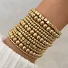Pulseira Estilo Metal Design de Nicho Joias Transfronteiriças Europeias e Americanas Conjunto de 12 Peças Pulseiras Empilháveis com Contas Quadradas Personalizadas
